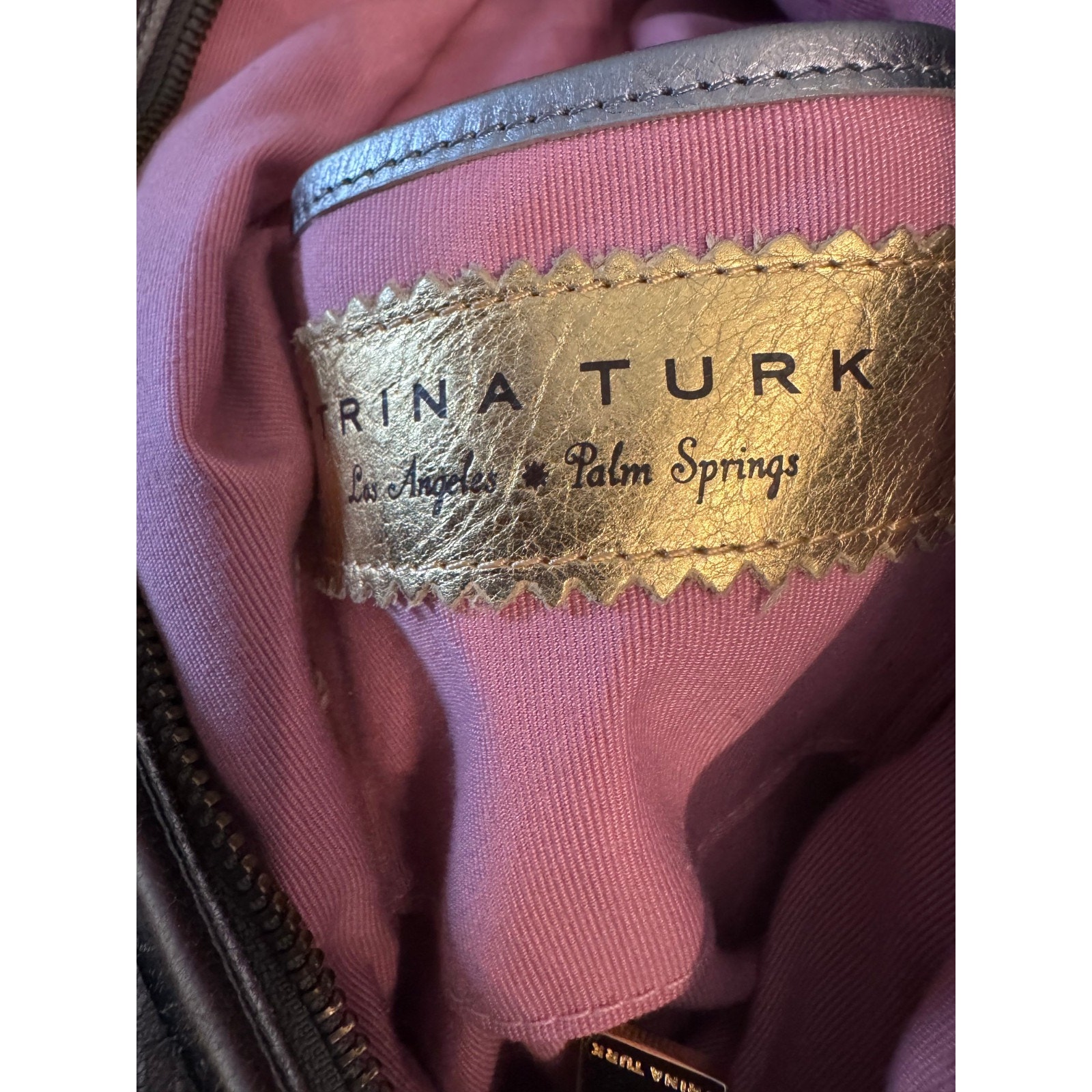 Vintage Y2k Trina Turk Gold/Silver Metallic Leather Satchel Shoulder Bag — image 5 of 7